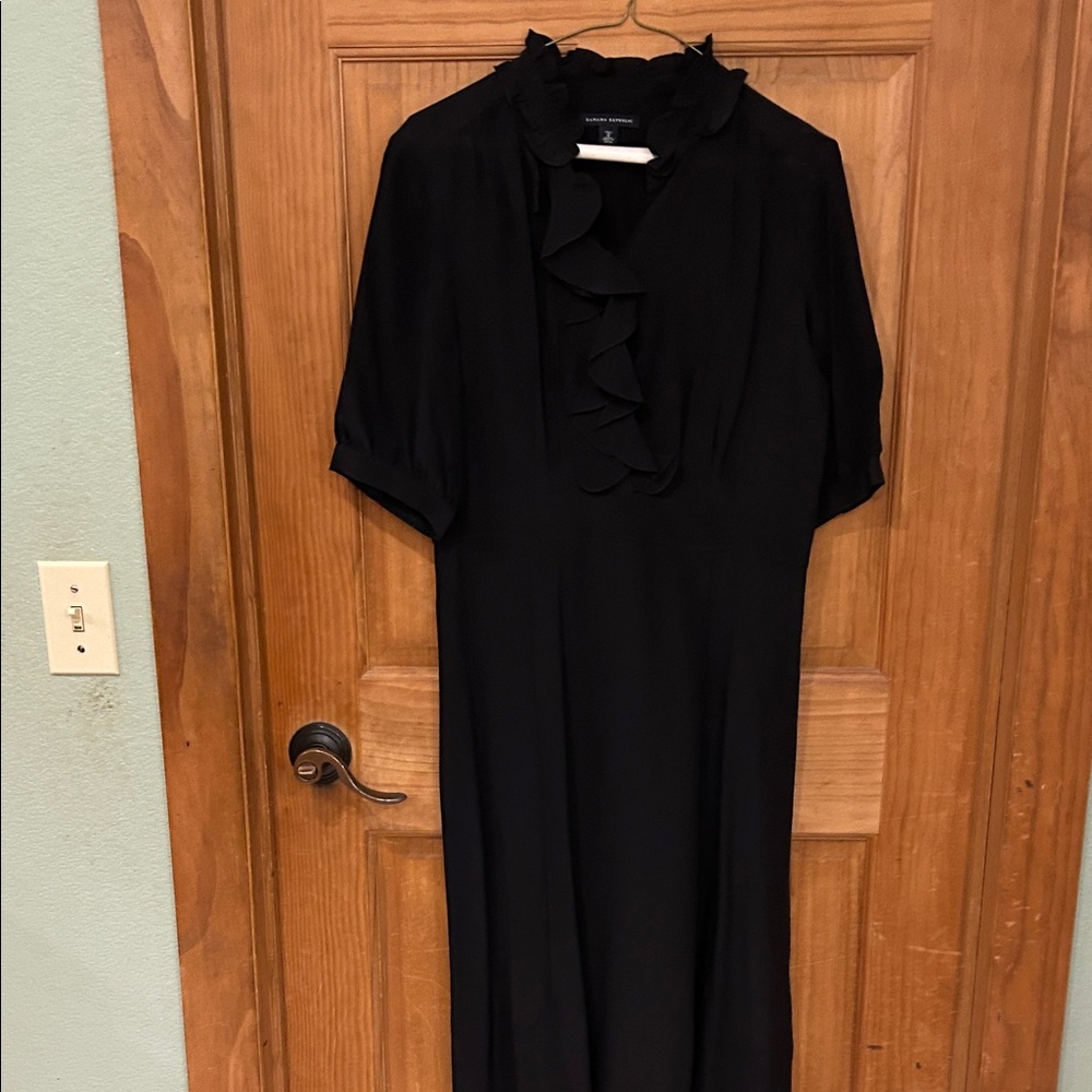 Banana Republic Black Ruffle-Front Midi Dress